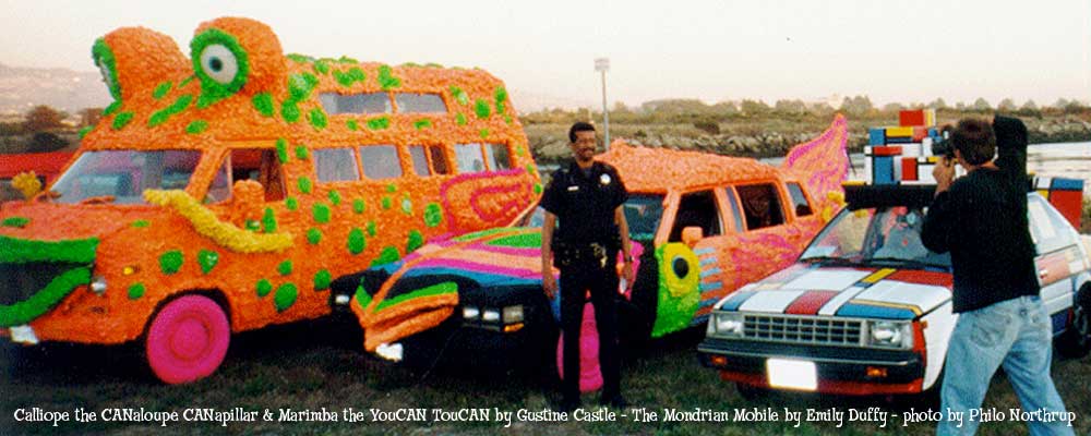 Calliope the CANaloupe CANapillar & Marimba the YouCAN TouCAN by Gustine Castle - The Mondrian Mobile by Emily Duffy - photo by Philo Northrup