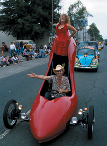 red stiletto art car